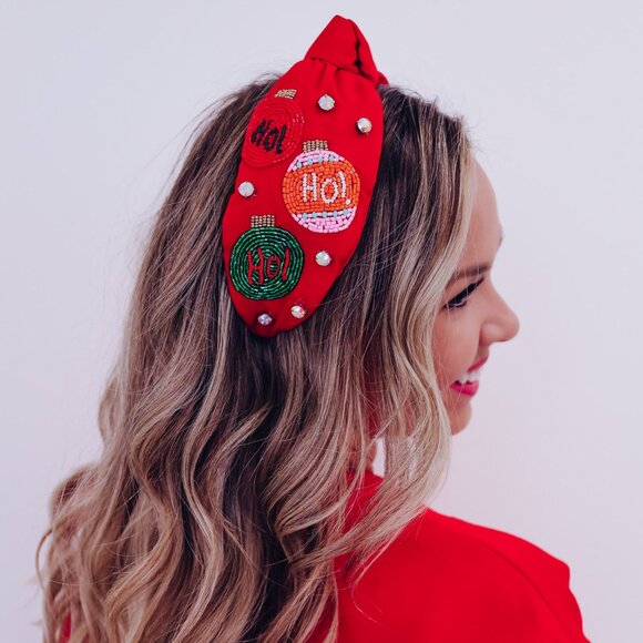 Boho Beaded Christmas Holiday Headband & Matching Acrylic Sparkle Earrings Gift - Picture 10 of 16